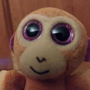 Ty Plush Monkey with Sparkling Purple Eyes